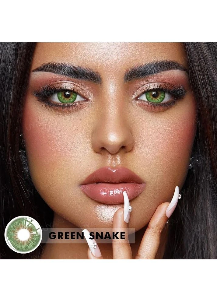Зеленые цветные линзы для глаз Green snake + контейнер для хранения в подарок No Brand (383359984)
