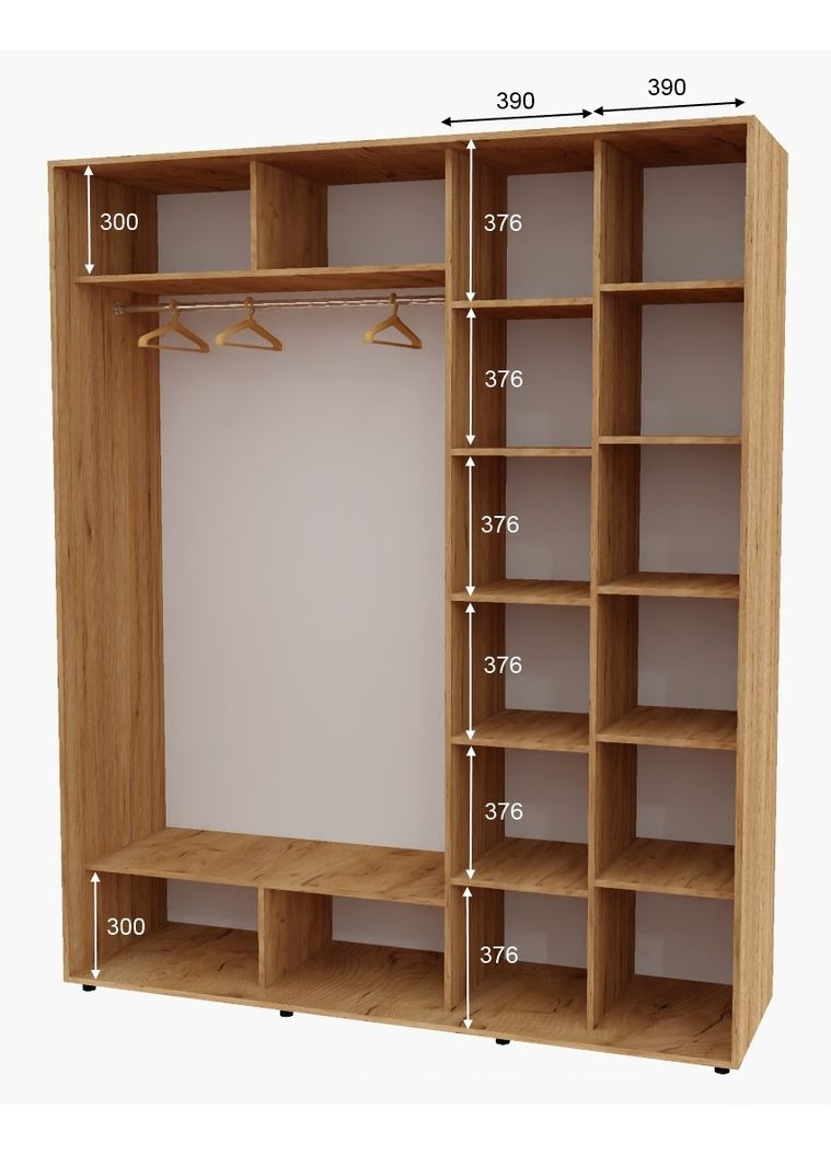 Шкаф-купе двухдверный 200*60*240 см Дуб крафт золотой 2 двери ДСП + Зеркало Алекса (356772984)