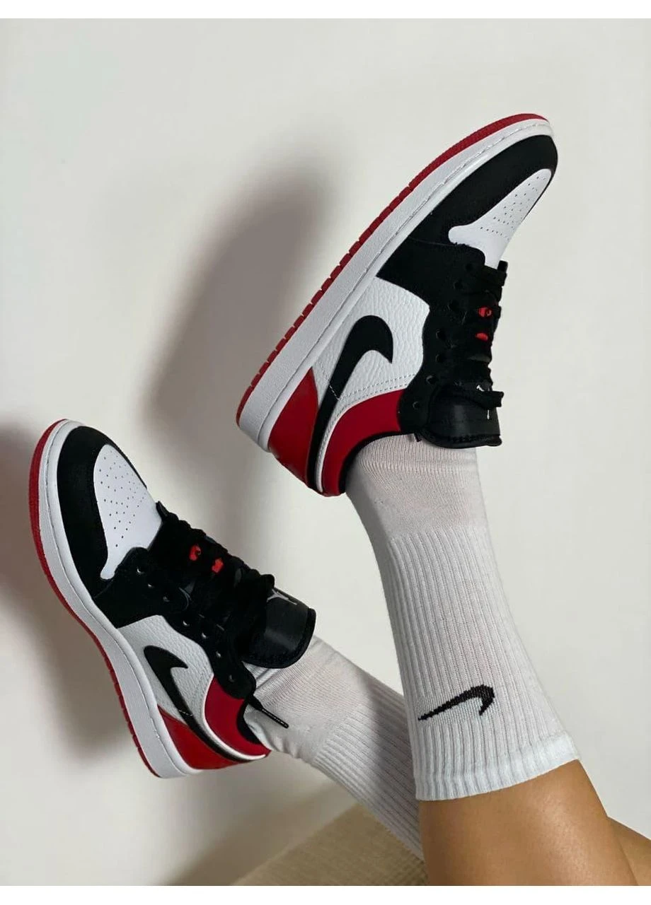 КРОСІВКИ ЖІНОЧІ NIKE AIR JORDAN RETRO 1 LOW WHITE RED BLACK 2 НАЙК АІР ДЖОРДАН БІЛІ No Brand білі демісезони (391957769)