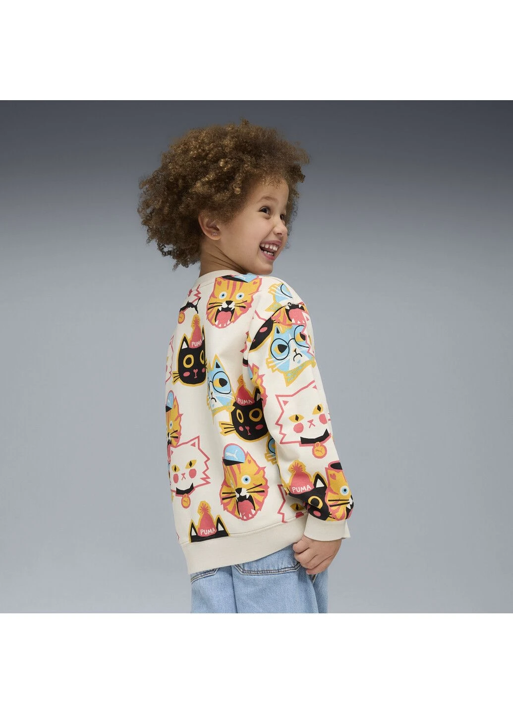 Білий дитячий лонгслів moody cat crew kids Puma однотонний (353306494)