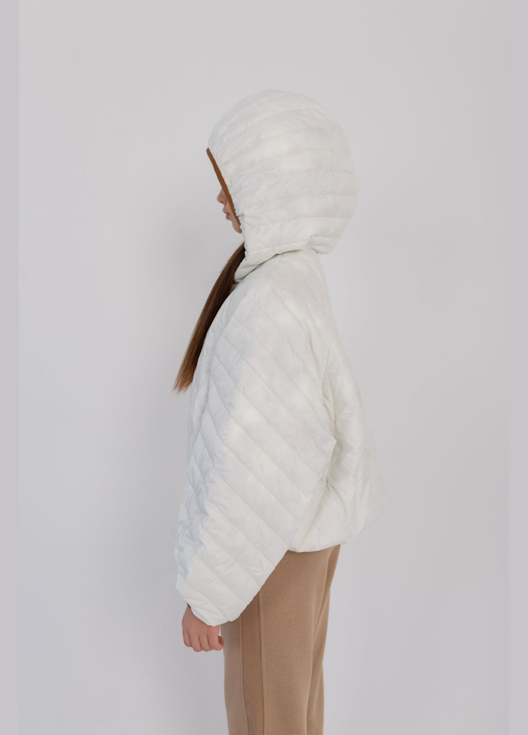 Комбинированная демисезонная куртка бежево-шоколадный Cvetkov Фрида