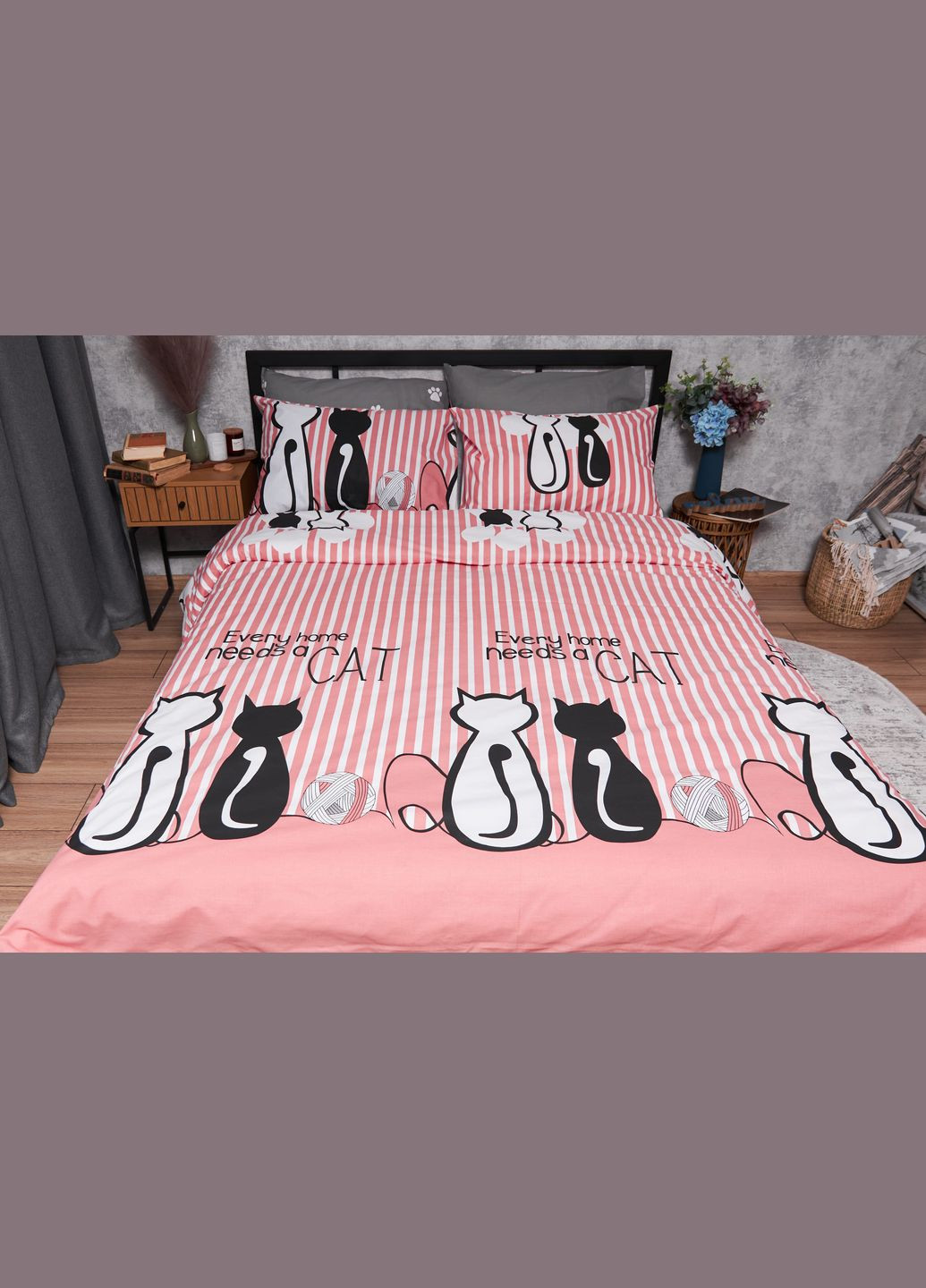 Комплект постільної білизни Бязь Gold Люкс сімейний 143х210х2 наволочки 4х70х70 (MS-820003249) Moon&Star Cat (288043958)