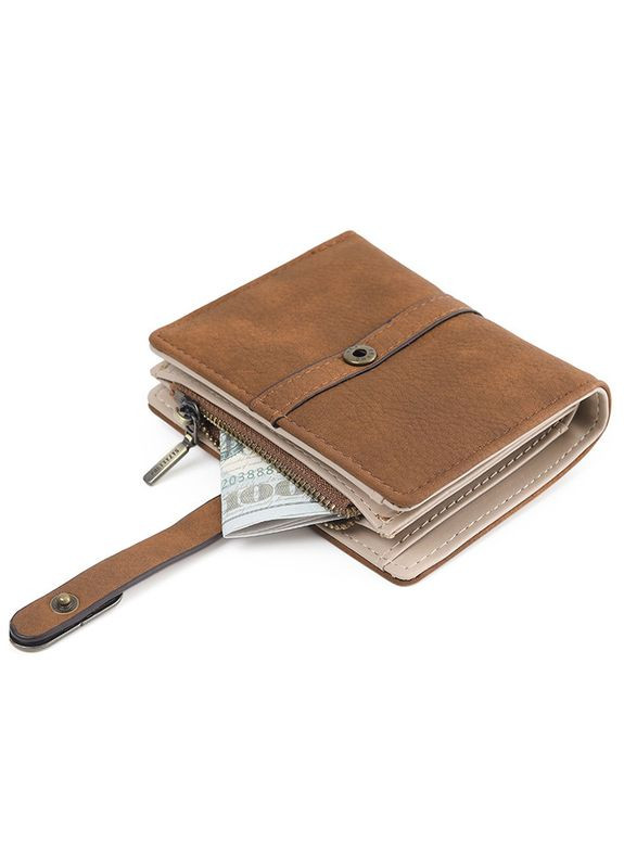 Жіночий гаманець PT23-2087 Brown клатч із пряжкою повсякденний складаний маленький 5 шт. Prettyzys (352012498)