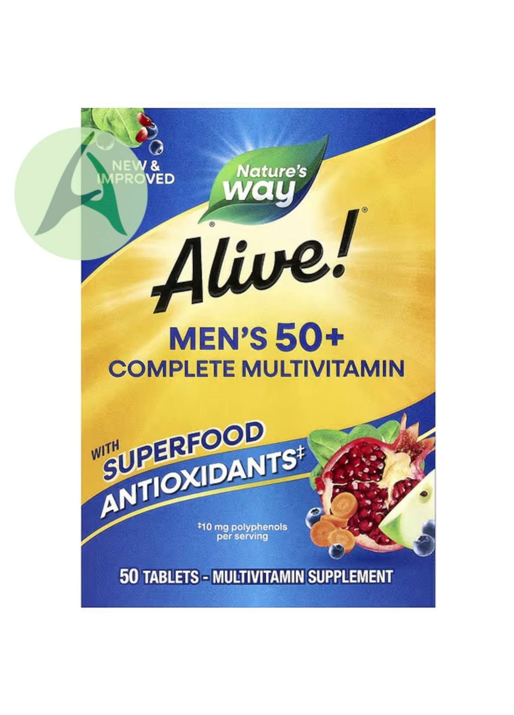 Alive!, комплекс мультивитаминов для мужчин старше 50 лет, 50 таблеток Nature's Way (361858620)