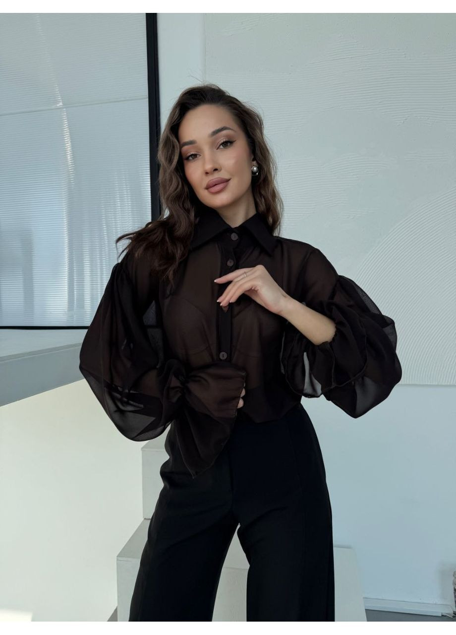 Коричневая блуза женская оверсайз Style Point