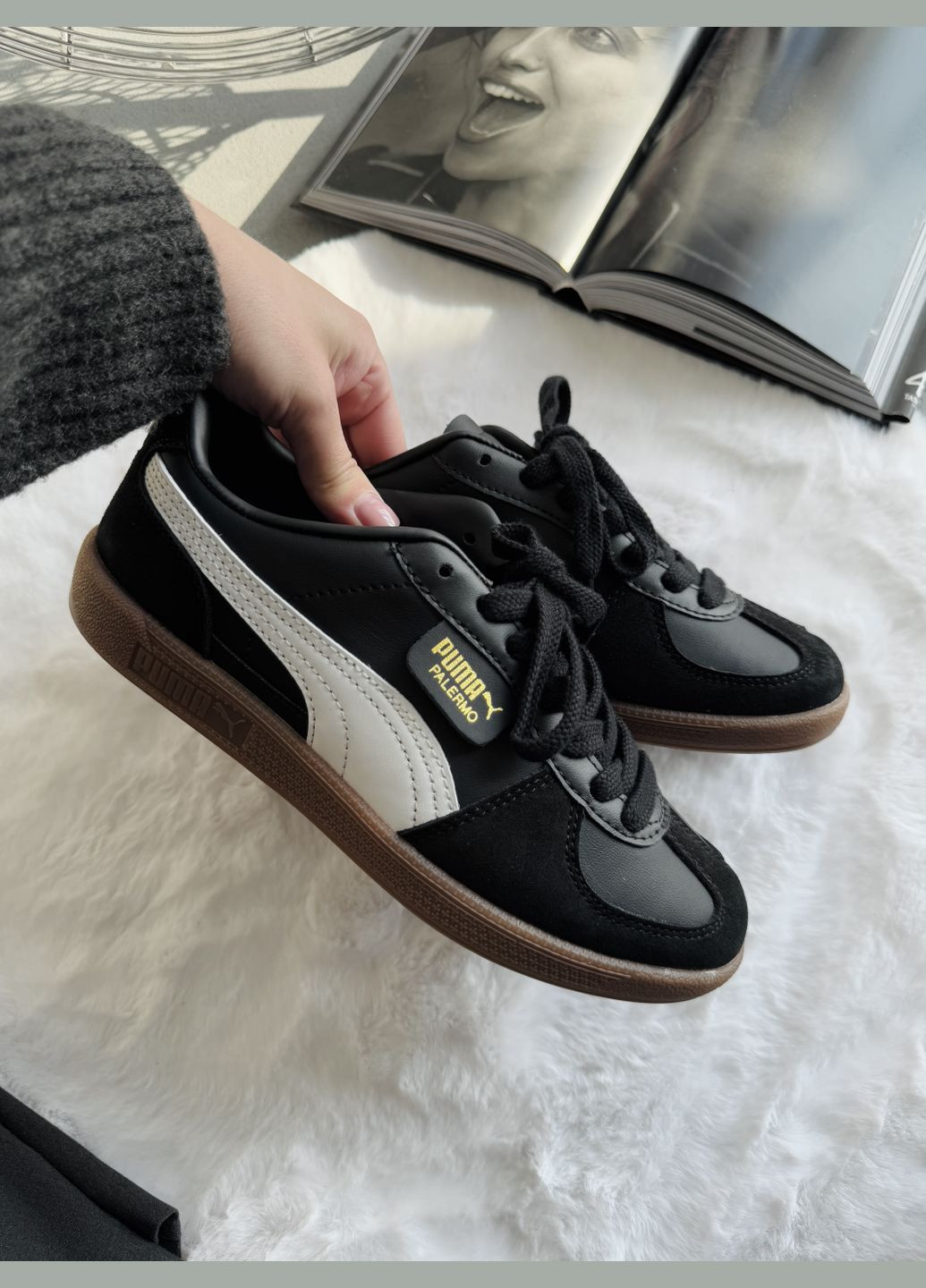 Кросівки жіночі і чоловічі Puma Palermo Leather Black White Gum | Пума Палермо чорні No Brand чорні демісезони (339604466)