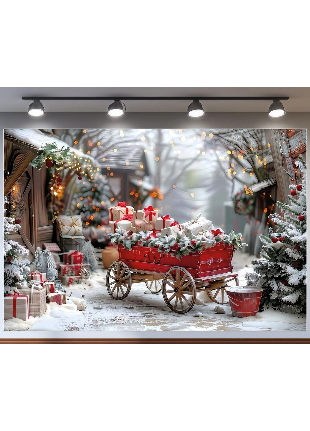 Баннер Сани с подарками и белые ёлки – №46580 Vinylpex (369929957)