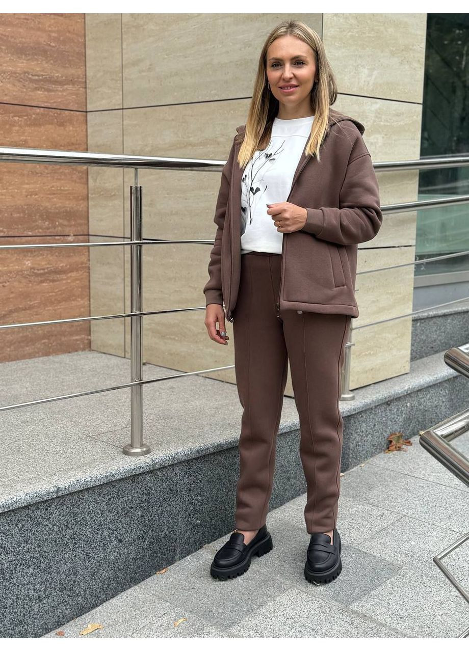 Худі блискавка фліс Коричневий Verena Design (360907510)