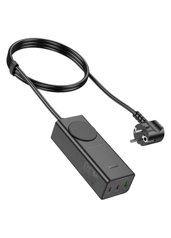 Сетевое зарядное устройство PD65W(2C1A) desktop socket(EU/GER) Black (6942007617352) Hoco NS4 Sharp (372685486)