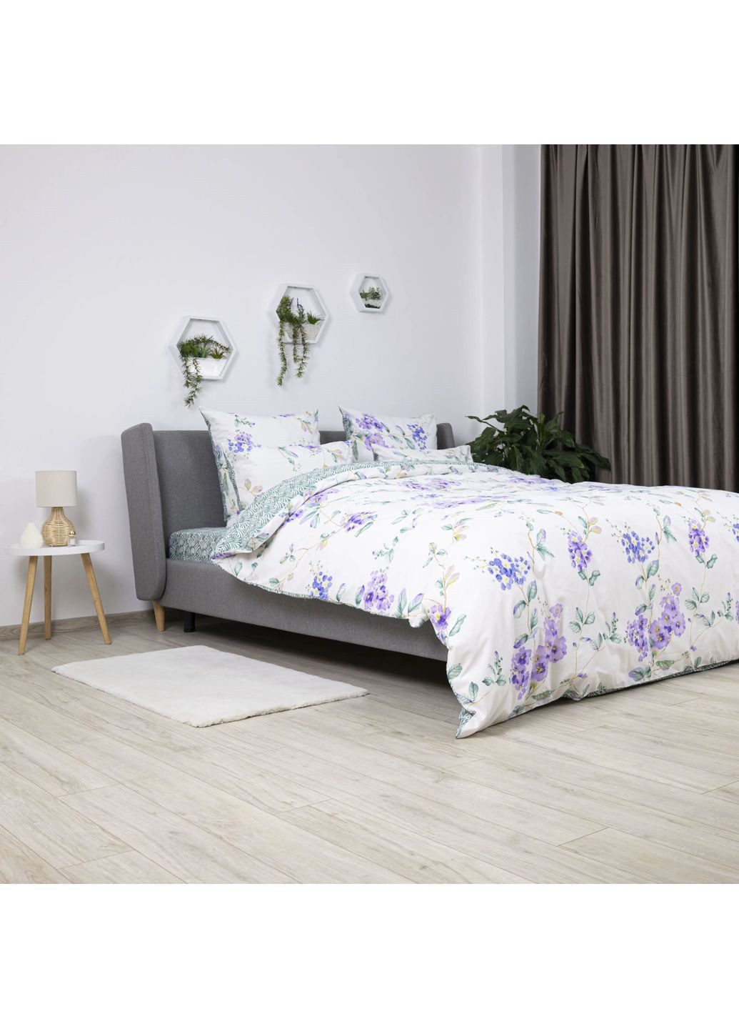 Полуторний комплект постільної білизни з наволочками 50*70 см, 115 гр/м2 Весняний сад Білий (16570150215) ТЕП (364237731)