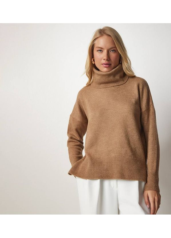 Коричневый демисезонный стильный свитер с высоким горлом (турция) — замеры в описании. DK/DL Мода без кордонів