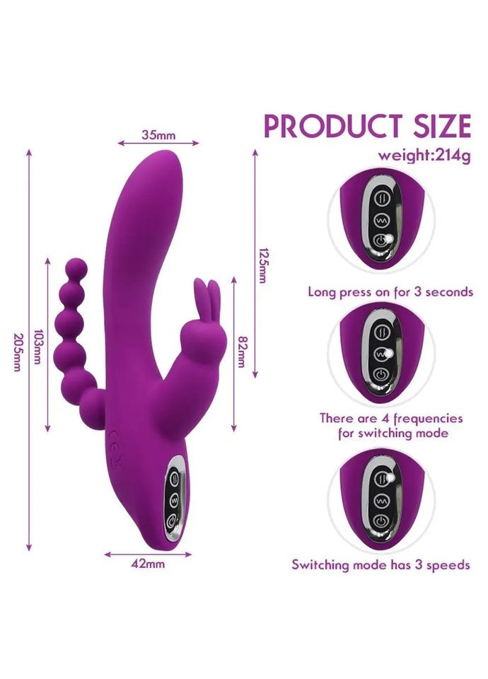 Фалоимитатор для точки G, вибратор-кролик с двойной вибрацией, выполненный из силикона. No Brand (303933730)