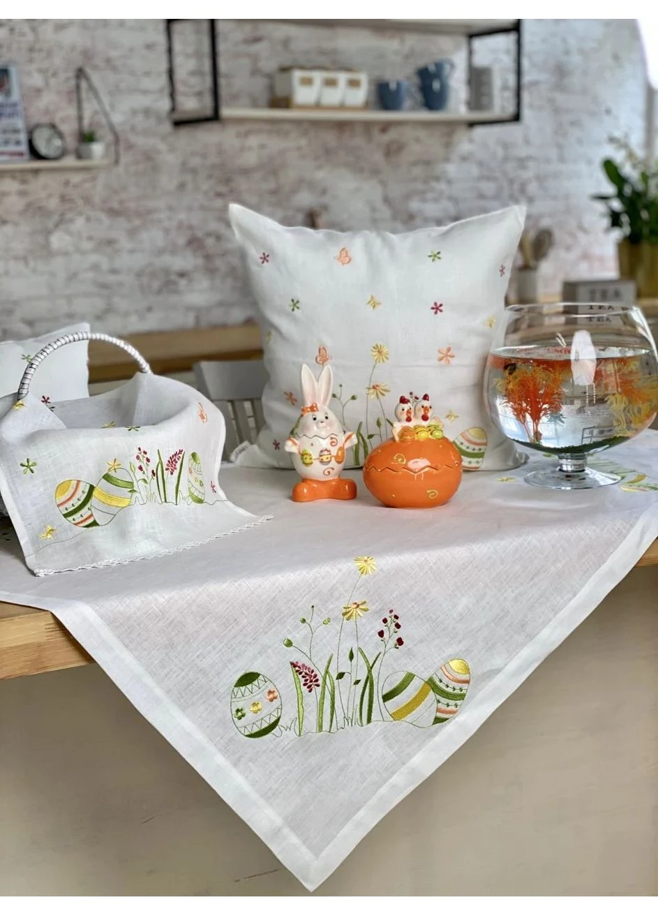 Скатертина вишивана великодня 100x100 см 100% льон біла No Brand (401270384)