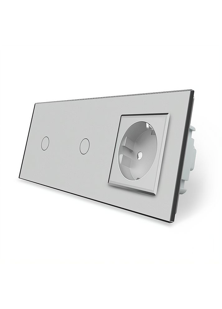 Сенсорний диммер 2 сенсора (1-1) 1 розетка сірий скло (VL-C701D/C701D/C7C1EU - 15) Livolo (370972024)