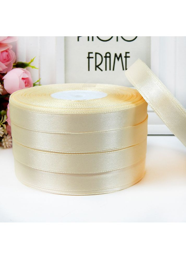 Стрічка атласна однотонна, 1,2 см, №08 кремовий (рулон 33 м) No Brand (369503052)