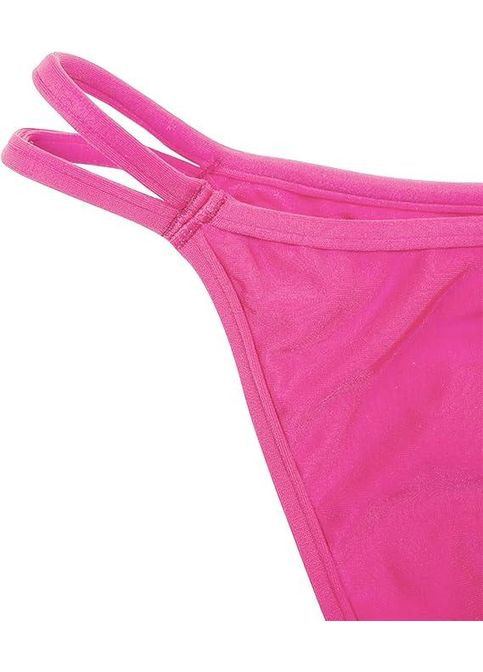 Малиновый летний раздельный купальник с треугольниками-шторками и трусиками танга для загара s m l xl (44 46 48 50) малиновый Po Fanu