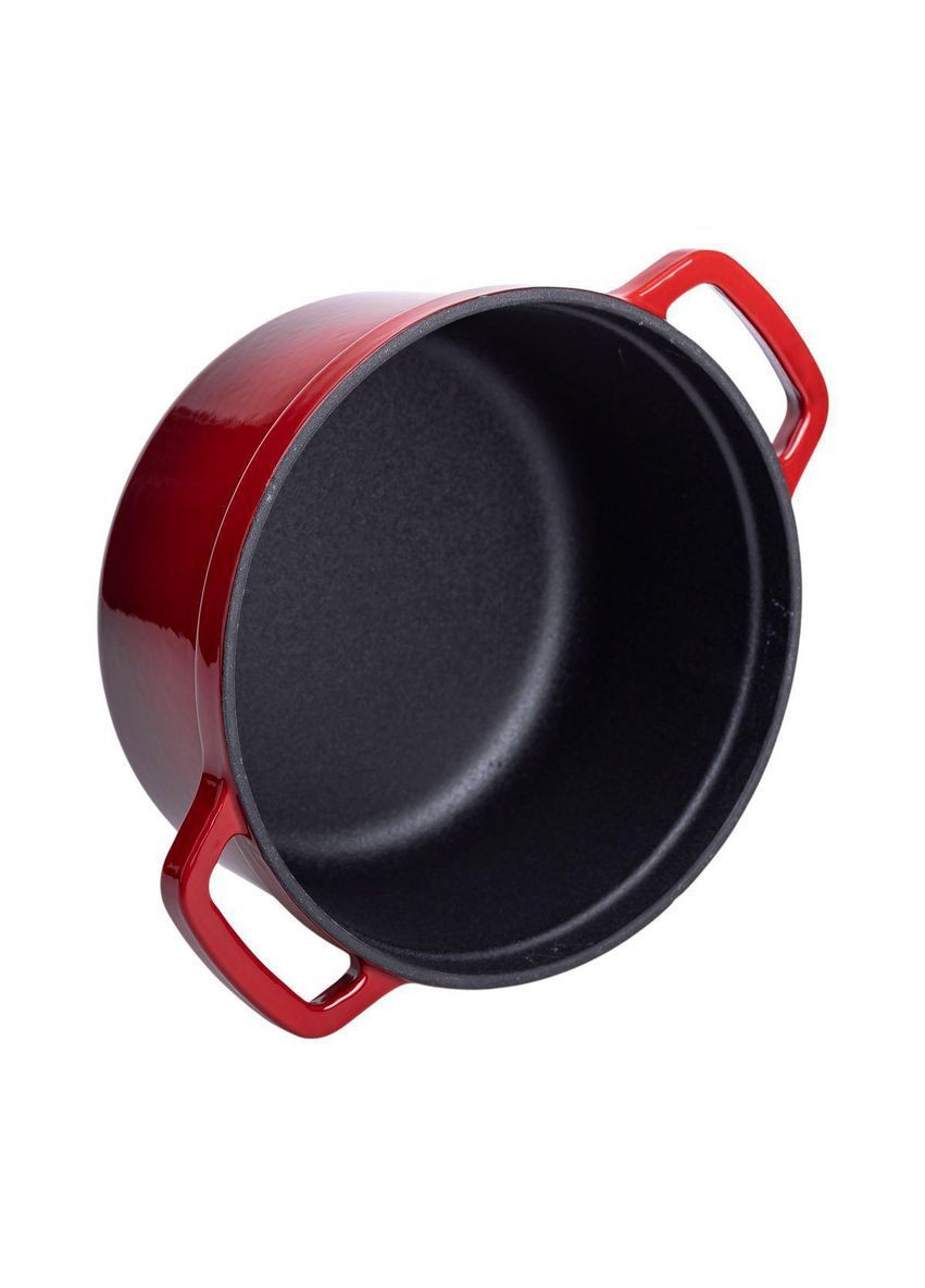 Каструля чавунна емальована 2 л з кришкою Ø20 см Червона HP-1-2R No Brand (369478092)