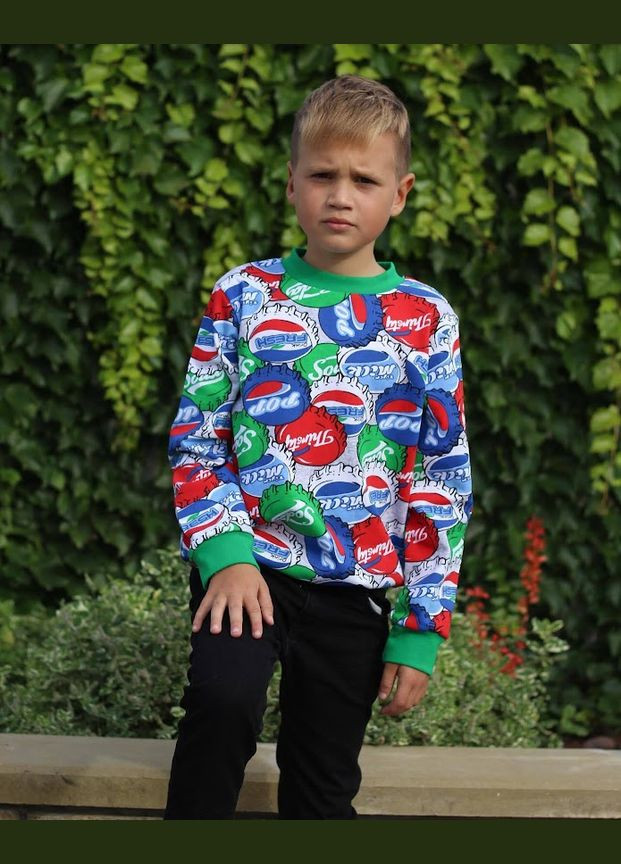 No Brand свитшот для мальчика hc (h001-6069-024-4) зеленый повседневный