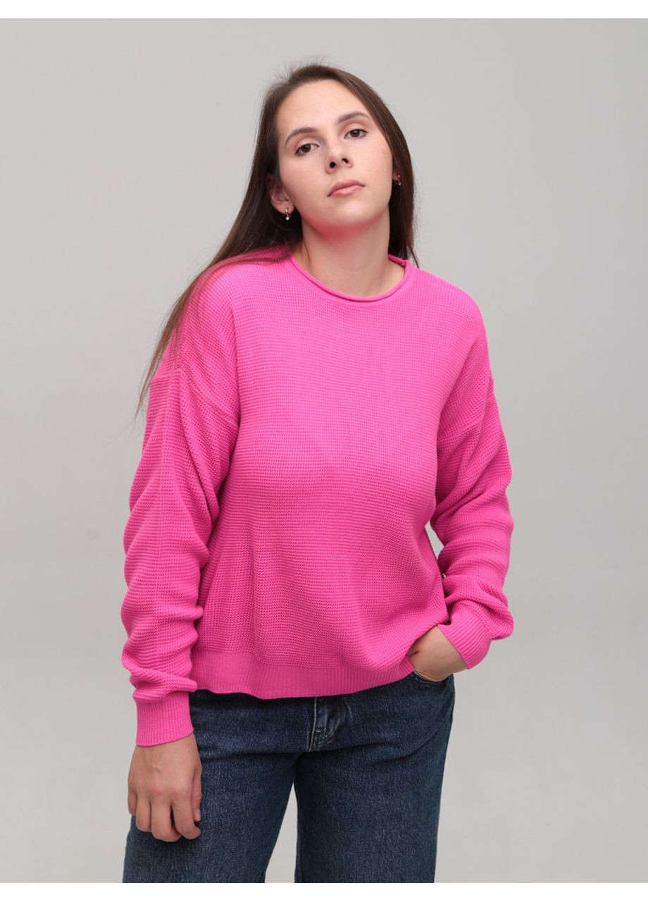 Розовый демисезонный свитер женский тонкий розовый прямой пуловер Karon Пряма