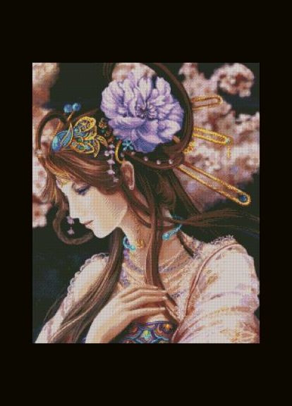 Набір для вишивання хрестиком. Розмір: 40*49 см Чарівна японка Лоскуток (315362236)