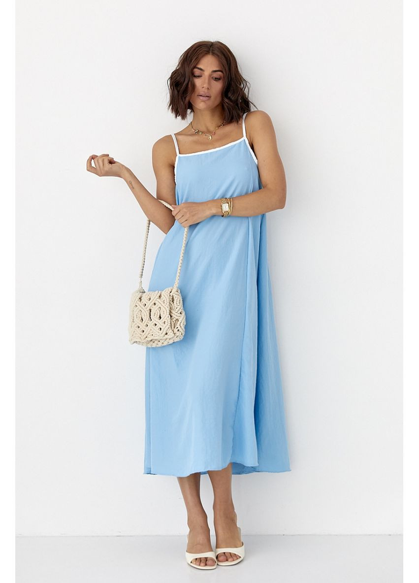 Летний женский женский однотонный расклешенный сарафан Lurex