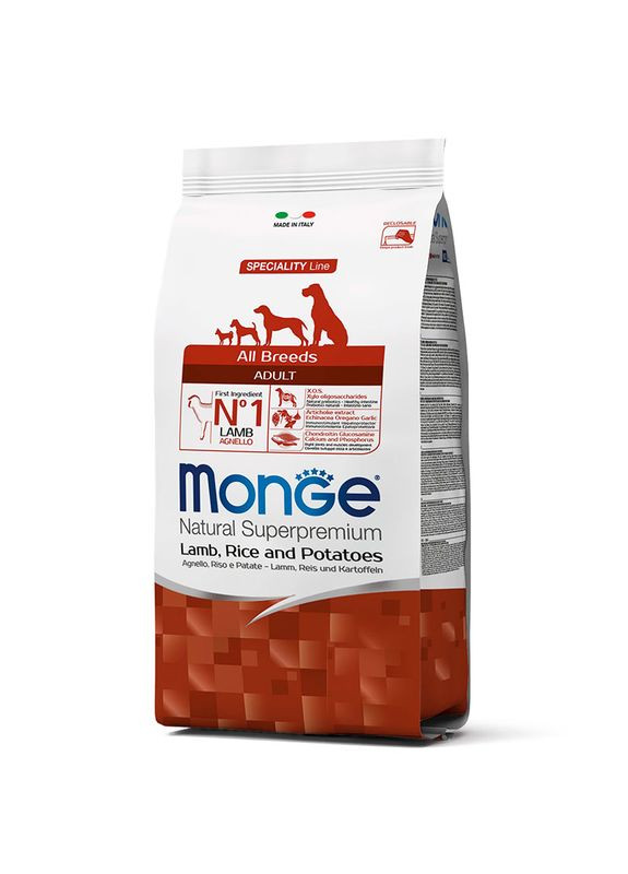 Natural Superpremium All Breeds Adult - Сухой корм с ягненком, рисом и картофелем для взрослых собак всех пород - 2,5 кг Monge (336183305)