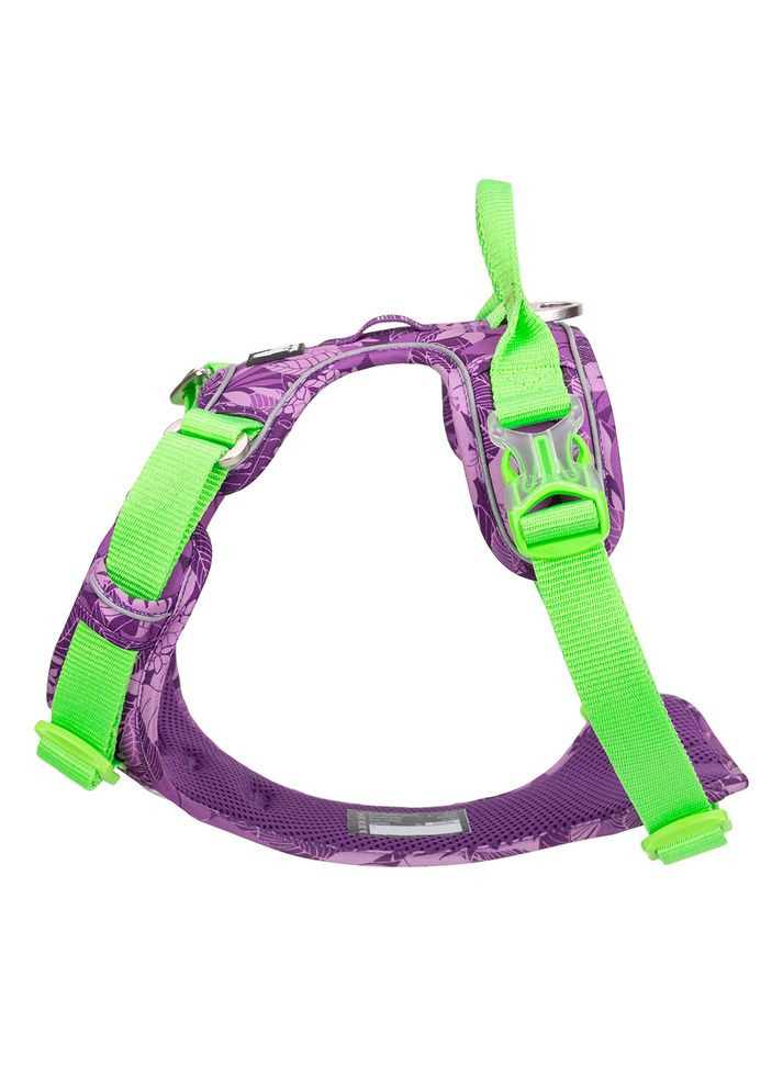 Шлея для собак Tropical, регулируемая светоотражающая нейлоновая шлея, Фиолетовый L (69-81см) Truelove (299915373)