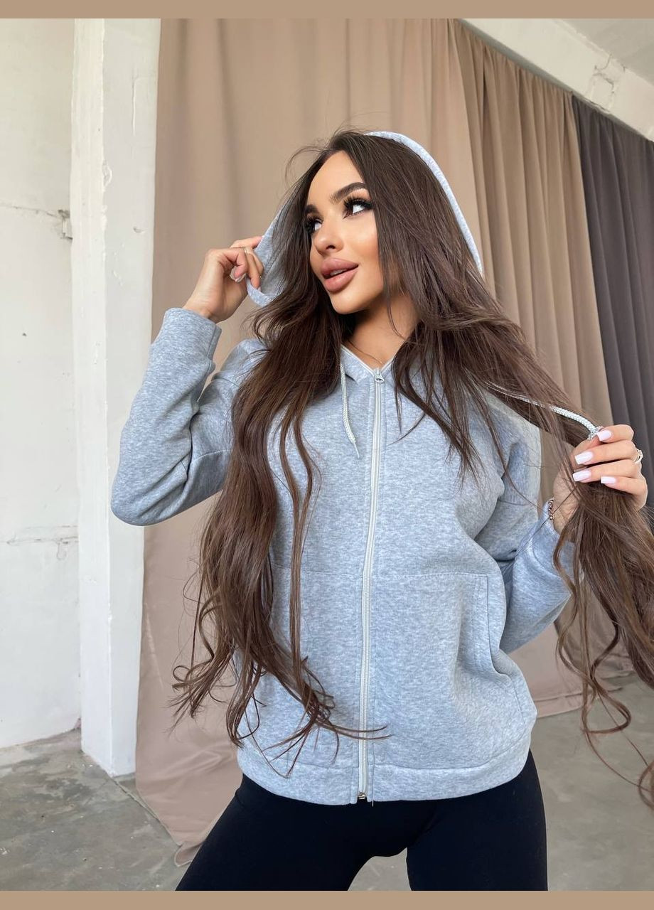 Толстовка жіноча тепла на ФЛІСІ з блискавкою та кишенею кенгуру Nositi (302746793)