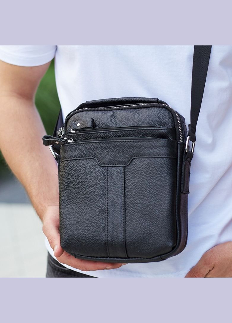 Шкіряна чоловіча чорна сумка-барсетка з ручкою 73957 Tiding Bag (336551932)