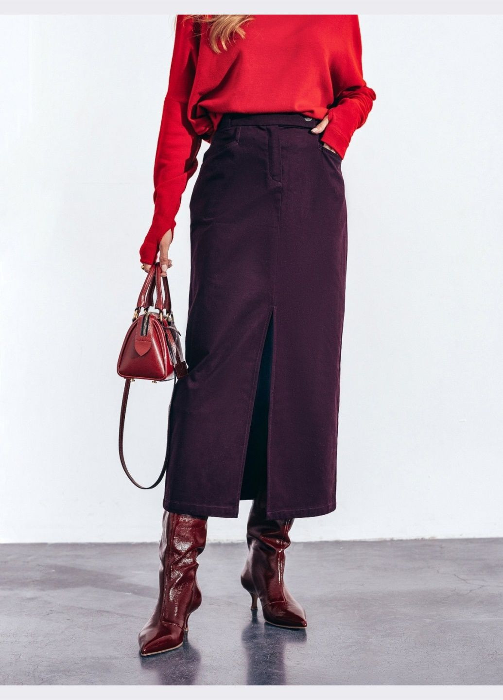 спідниця-міді з мікровельвету фіолетового кольору Dressa (307470972)