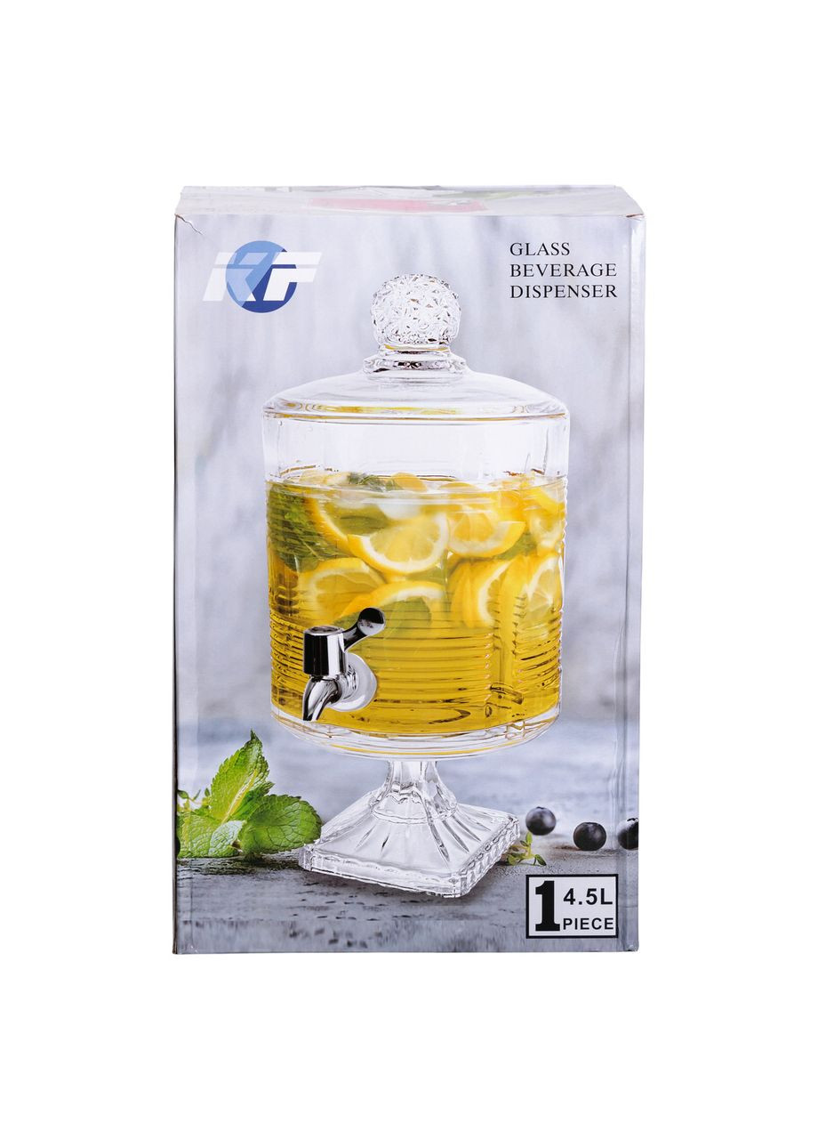 Лимонадниця із краном скляна 4,5 л прозора для напоїв на свята та повсякденного використання. Yiwu (370432241)