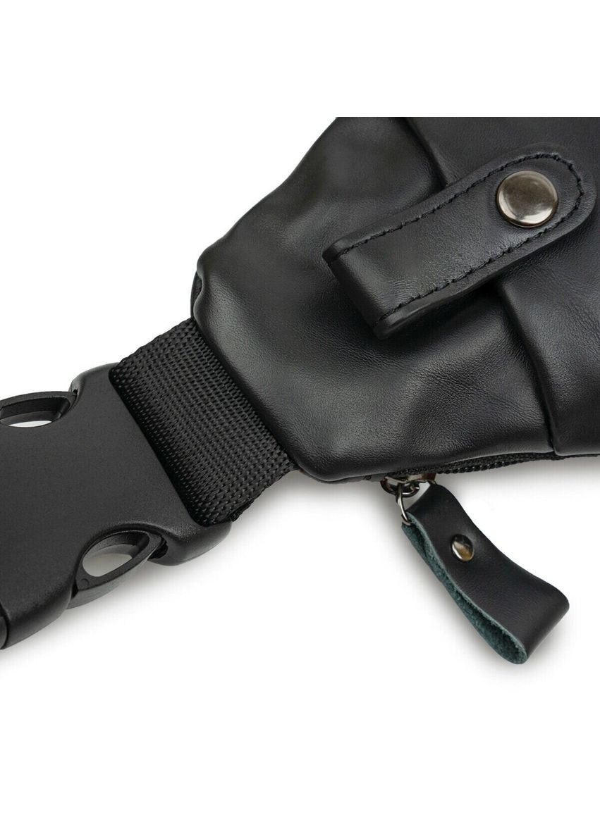 Мужская сумка через плечо из натуральной кожи с боковой молнией Vintage черная (sku_14997) No Brand (328922439)