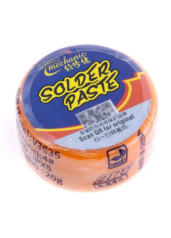 Паяльная паста BGA V3S35 бессвинцовая Sn 99% Ag 0.3% Cu 0.7% / IPX5 / 217°C / 20г Mechanic (322566913)