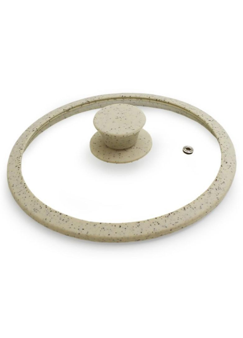 Крышка стеклянная ARCADES Ø26см с силиконовым ободом (бежевый мрамор) Fissman (330134734)