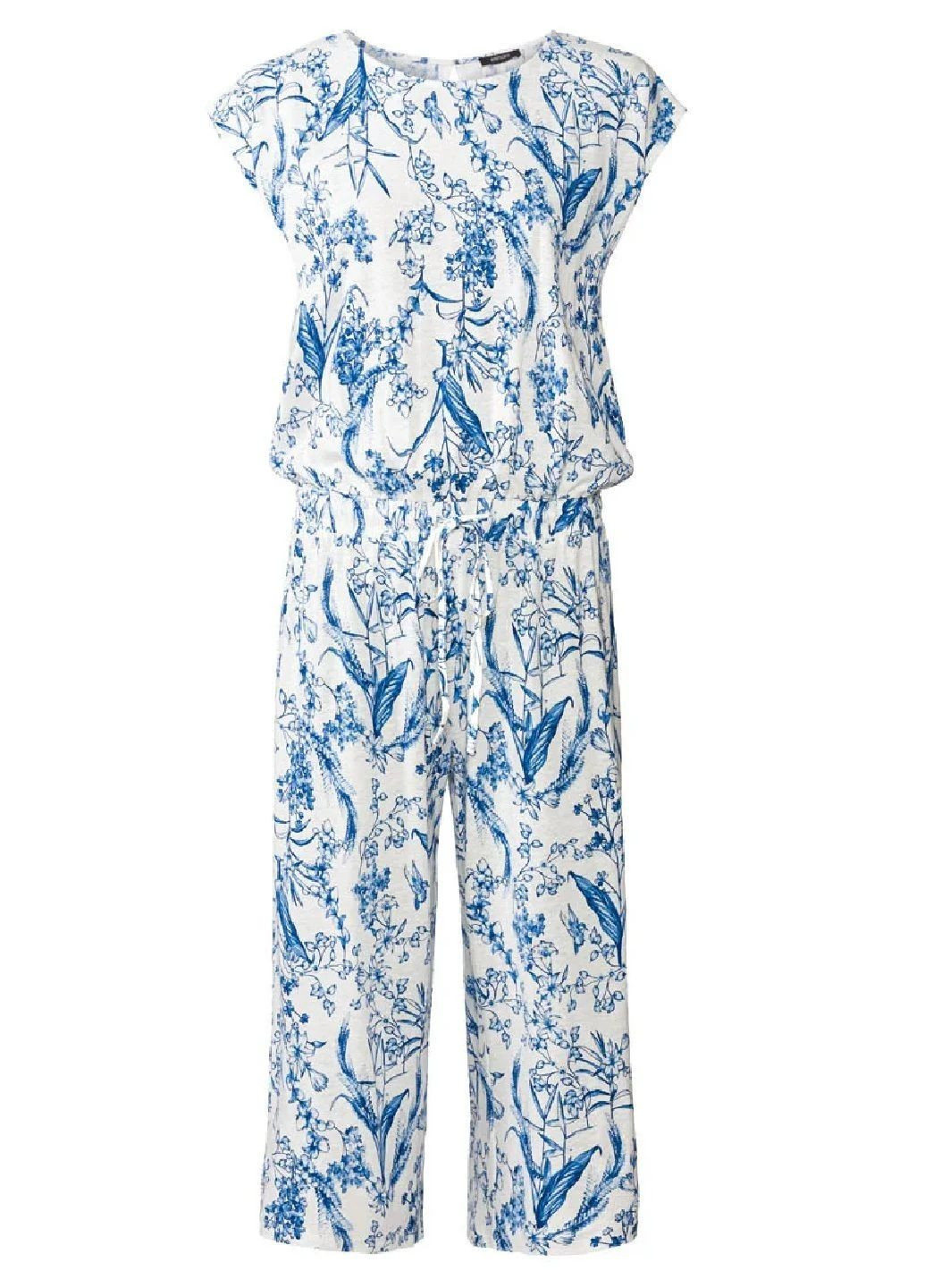 Женский льняной комбинезон Esmara комбинезон-брюки цветочный голубой кэжуал вискоза, лен