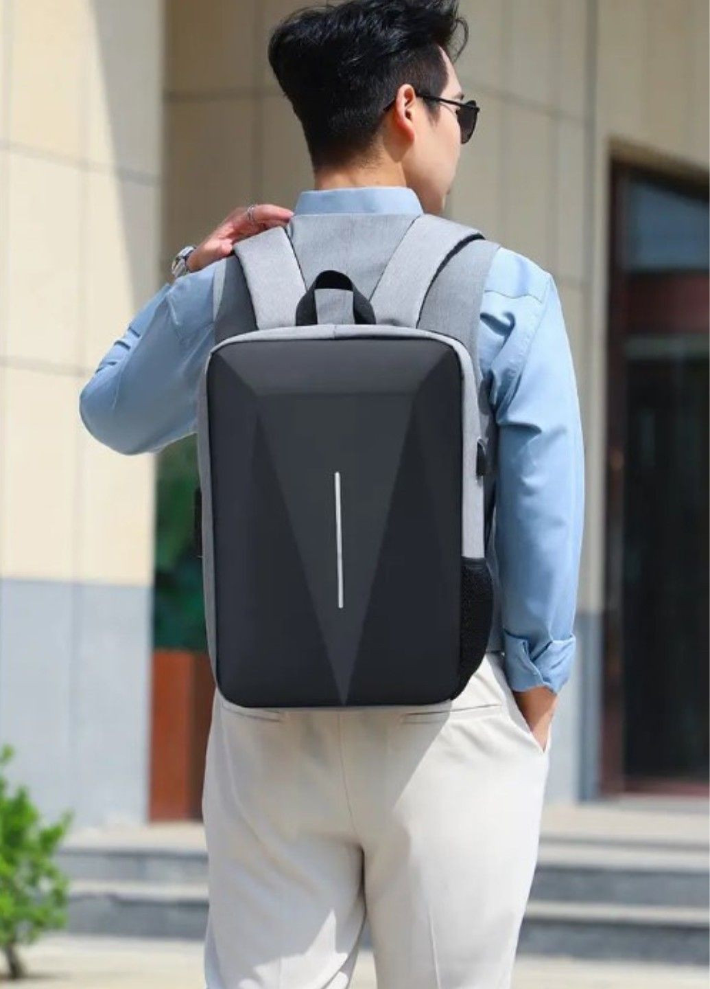 Сучасний міський чоловічий рюкзак Gray Cyber No Brand (292015546)