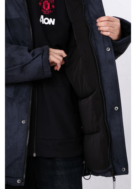 Графитовая зимняя зимняя куртка аляска для мальчика-подростка с отстегивающимся капюшоном (p-18516) Носи своє