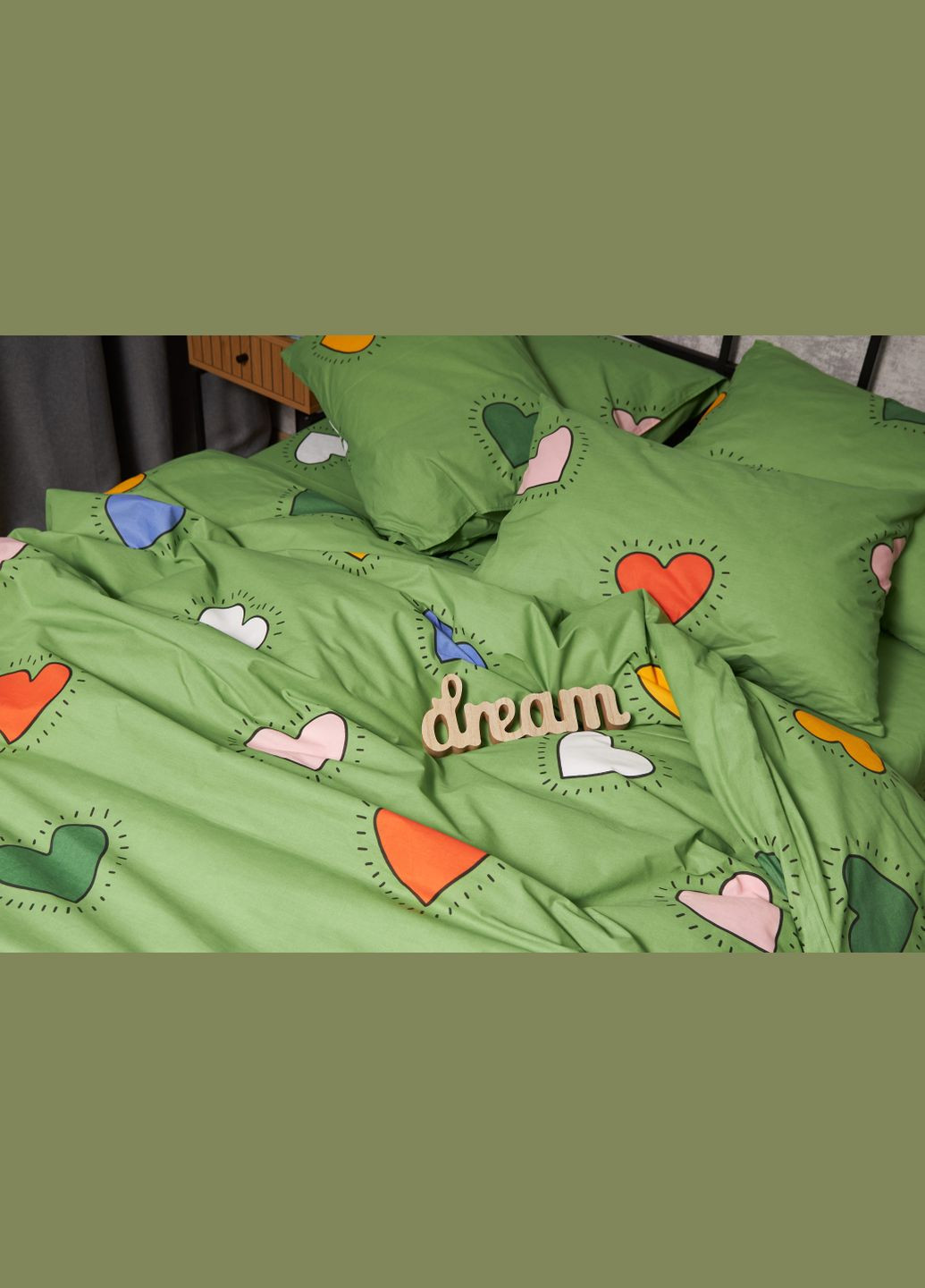 Комплект постільної білизни Бязь Gold Люкс «» King Size 220x240 наволочки 4х70х70 (MS-820005359) Moon&Star Rainbow Hearts (296910202)