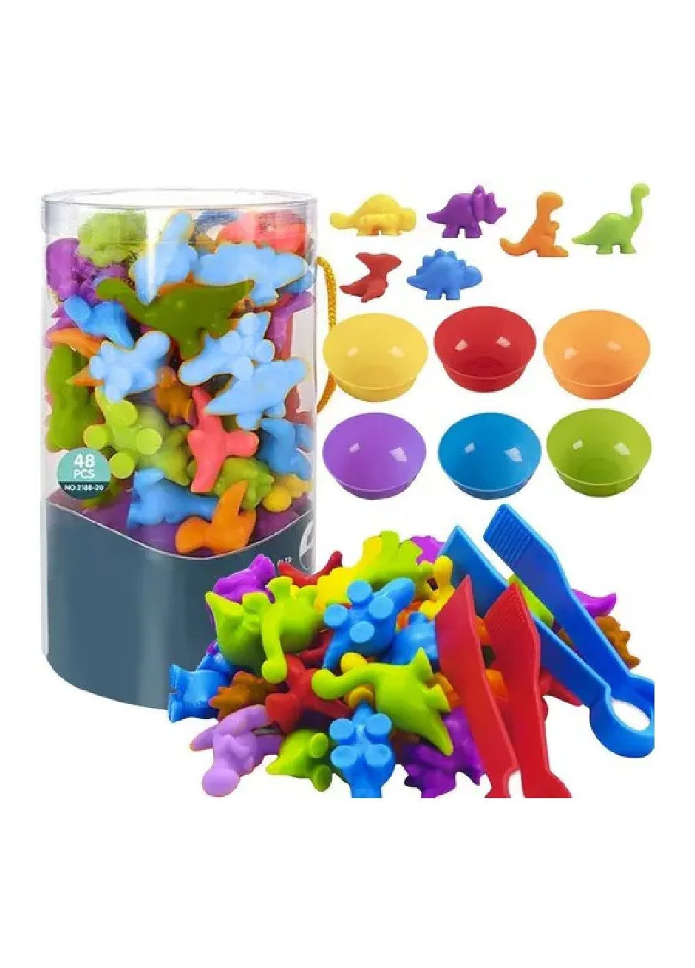 Комплект набір ігровий навчальний розвиваючий для дітей малюків рахунків кольорів фігурок динозавриків (476420-Prob) Unbranded (281326417)