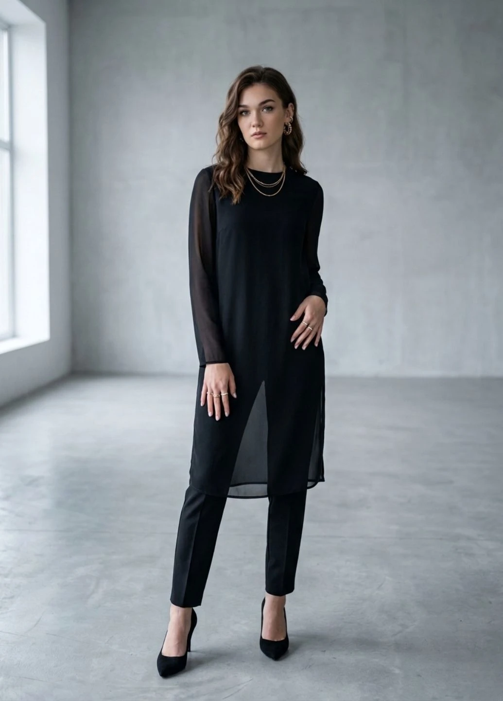 Лонгслив туника с удлиненной спинкой Zara (391919843)