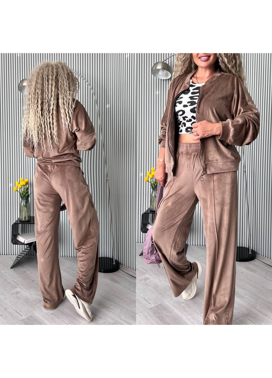 Костюм ZARA велюр на трикотажной основе, брюки прямые и кофта на молнии Україна (364653083)