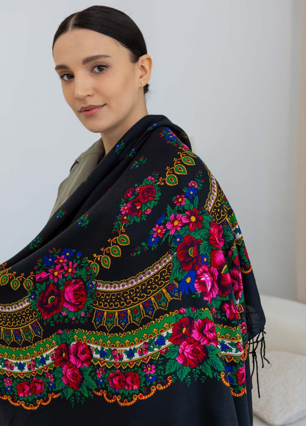 Платок шерстяной с бахромой 120х120 см. Homedec - (322193547)