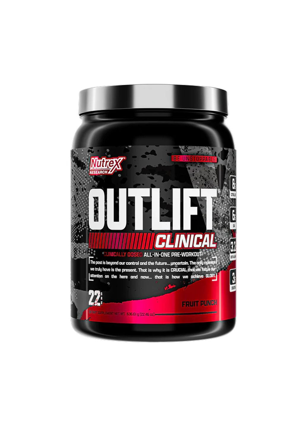 Предтренировочный комплекс для мужчин Outlift Clinical 636 г фруктовый Punch 8 г цитрулина Nutrex (367958410)