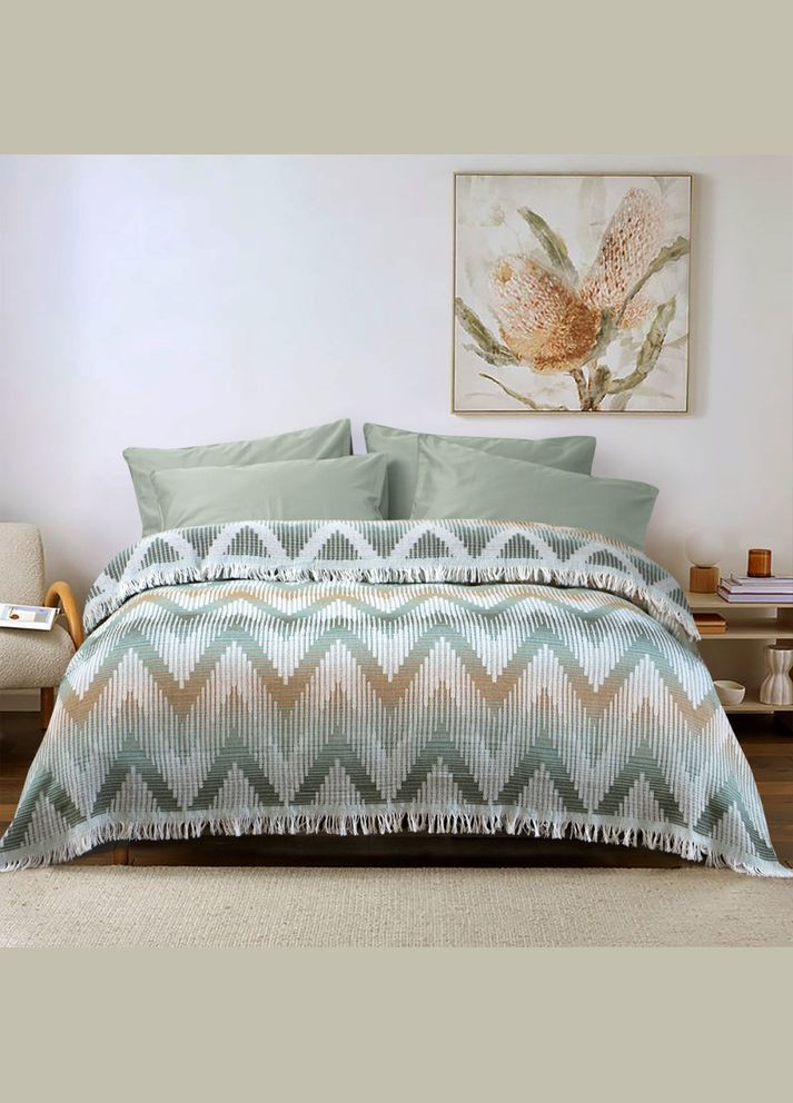 Покривало Home — Girona зелений/гірчичний 230*240 Lotus (303289948)