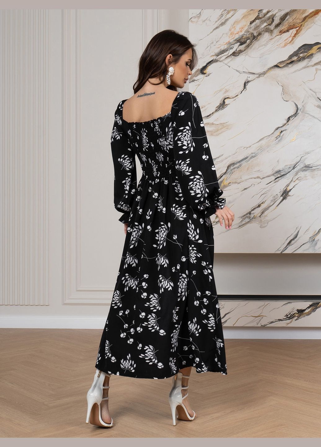 Чорна повсякденний сукні ISSA PLUS з квітковим принтом