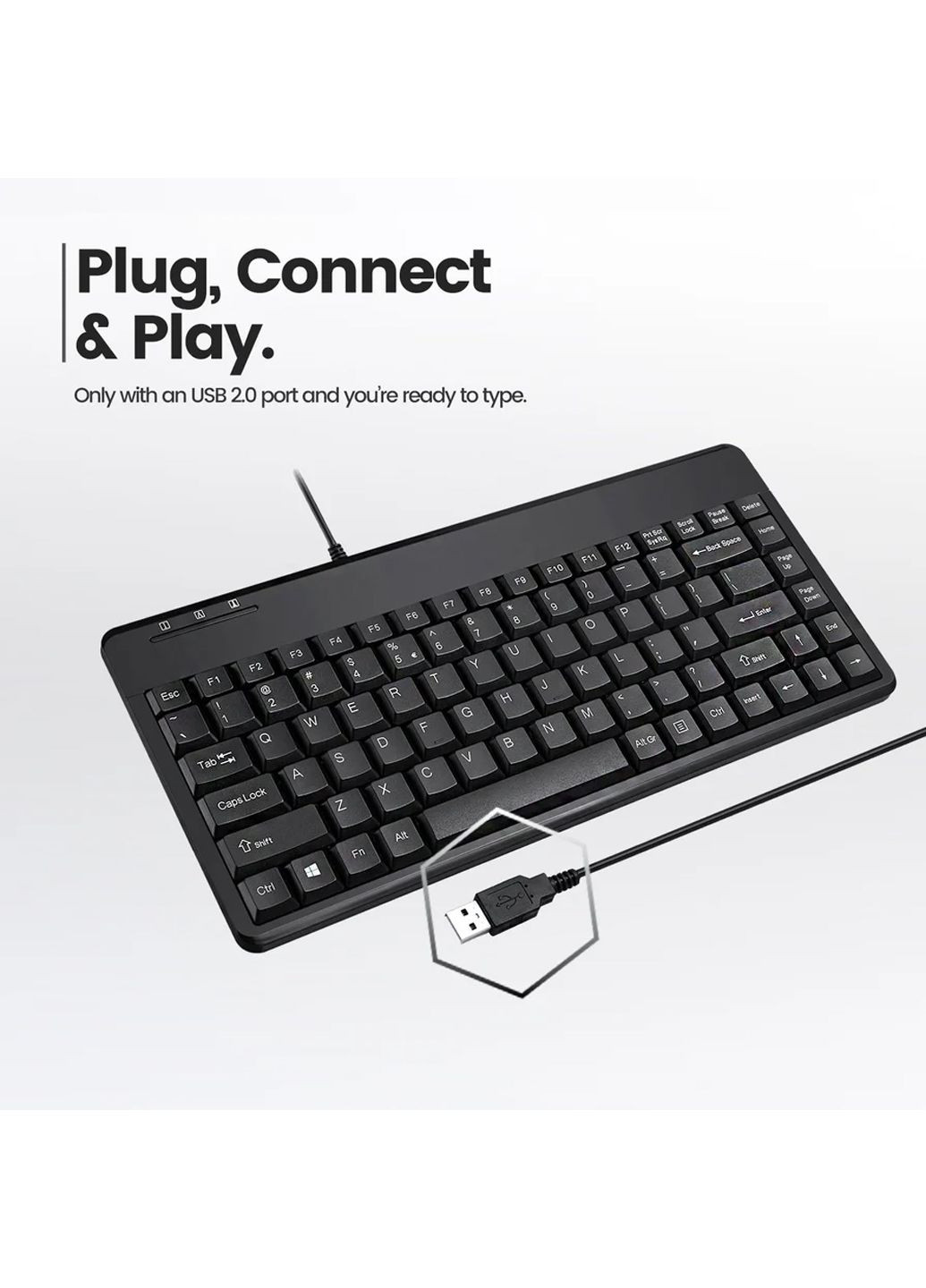 Міні-клавіатура з USB-кабелем німецька розкладка чорний Perixx PERIBOARD Amazon (344450588)