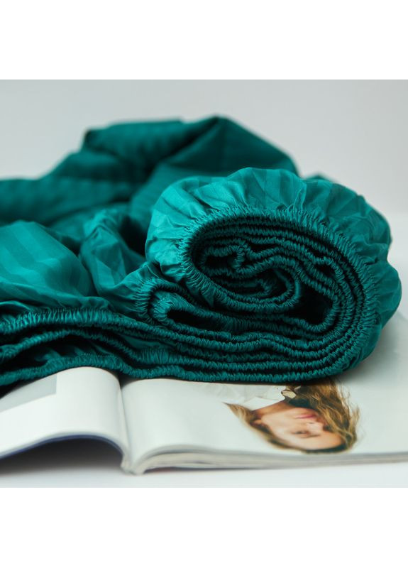Простирадло на резинці Satin Stripe 120х200х20 см (MS-850004648) Moon&Star Emerald (386595159)