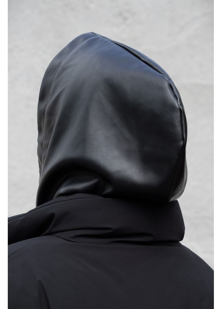 Тепла шапка капюшон шкіряний капор на флісі Wendy Black Woman Without (365254499)