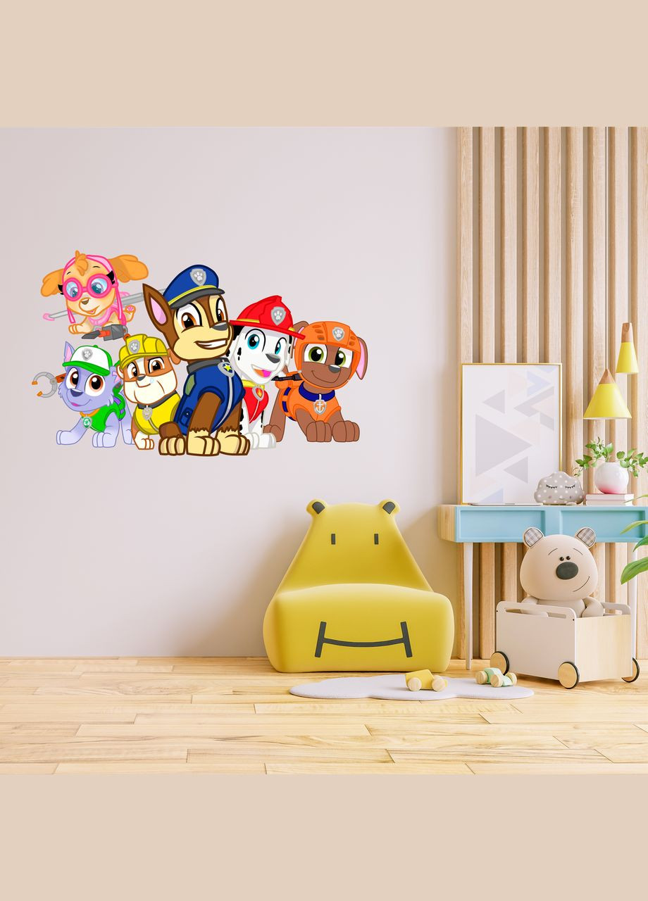Виниловая интерьерная декор на стену (обои) в детскую комнату "Щенячий патруль" из Оракала Кавун наклейка (316190314)