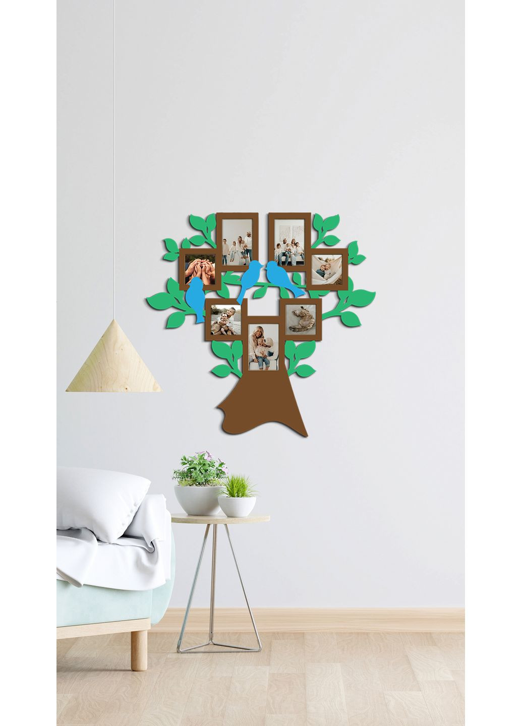 Декоративне панно на стіну Декорат декор для вітальні Картина з дерева Сімейне дерево в кольорах "Велика родина" 90x88 Decart (360609180)
